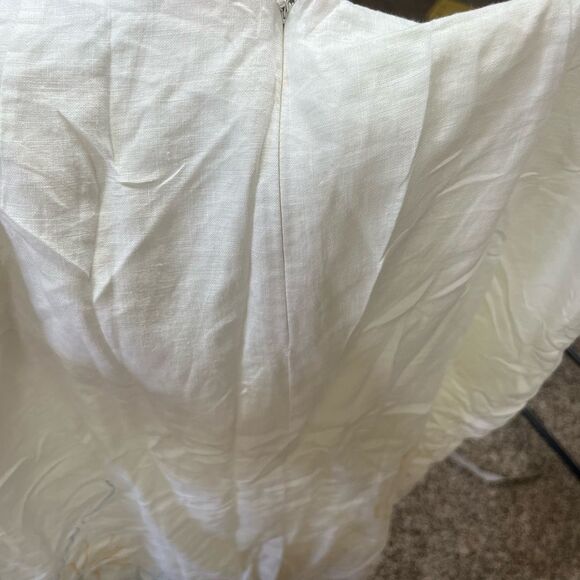 Willi Smith linen White Pencil Skirt with embroidered Blue Floral Design - Picture 7 of 7